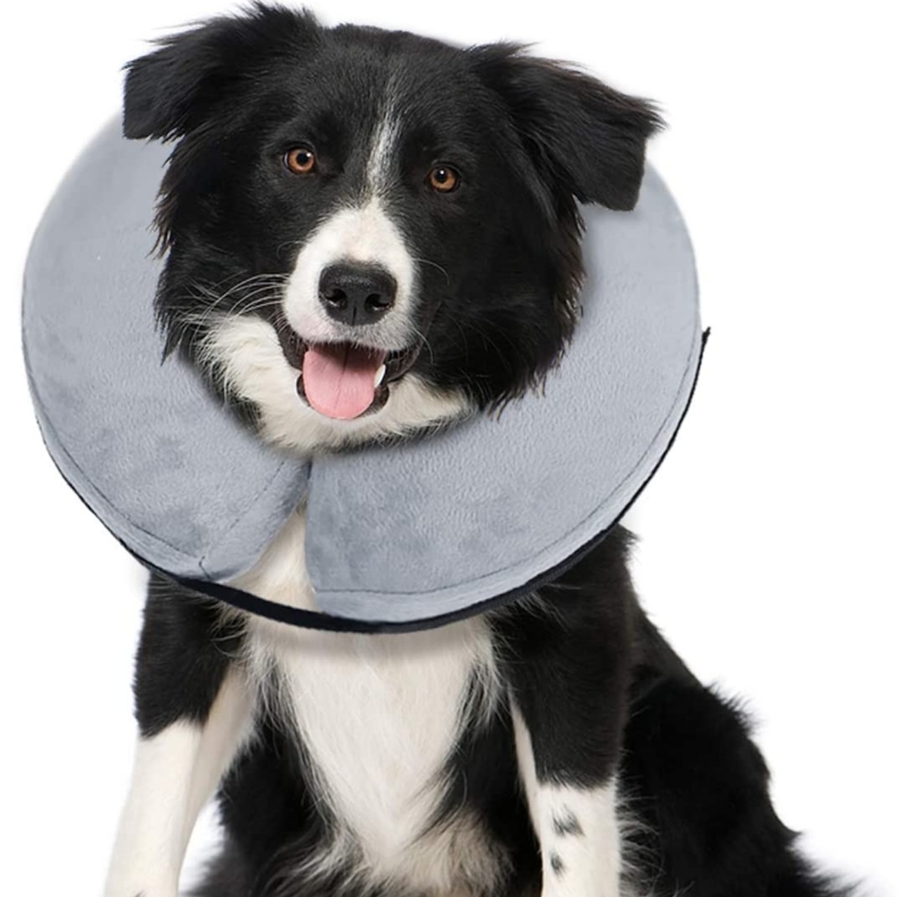 NEW BENCMATE Protective Inflatable Collar Dogs Pets Grey Size Medium Cone